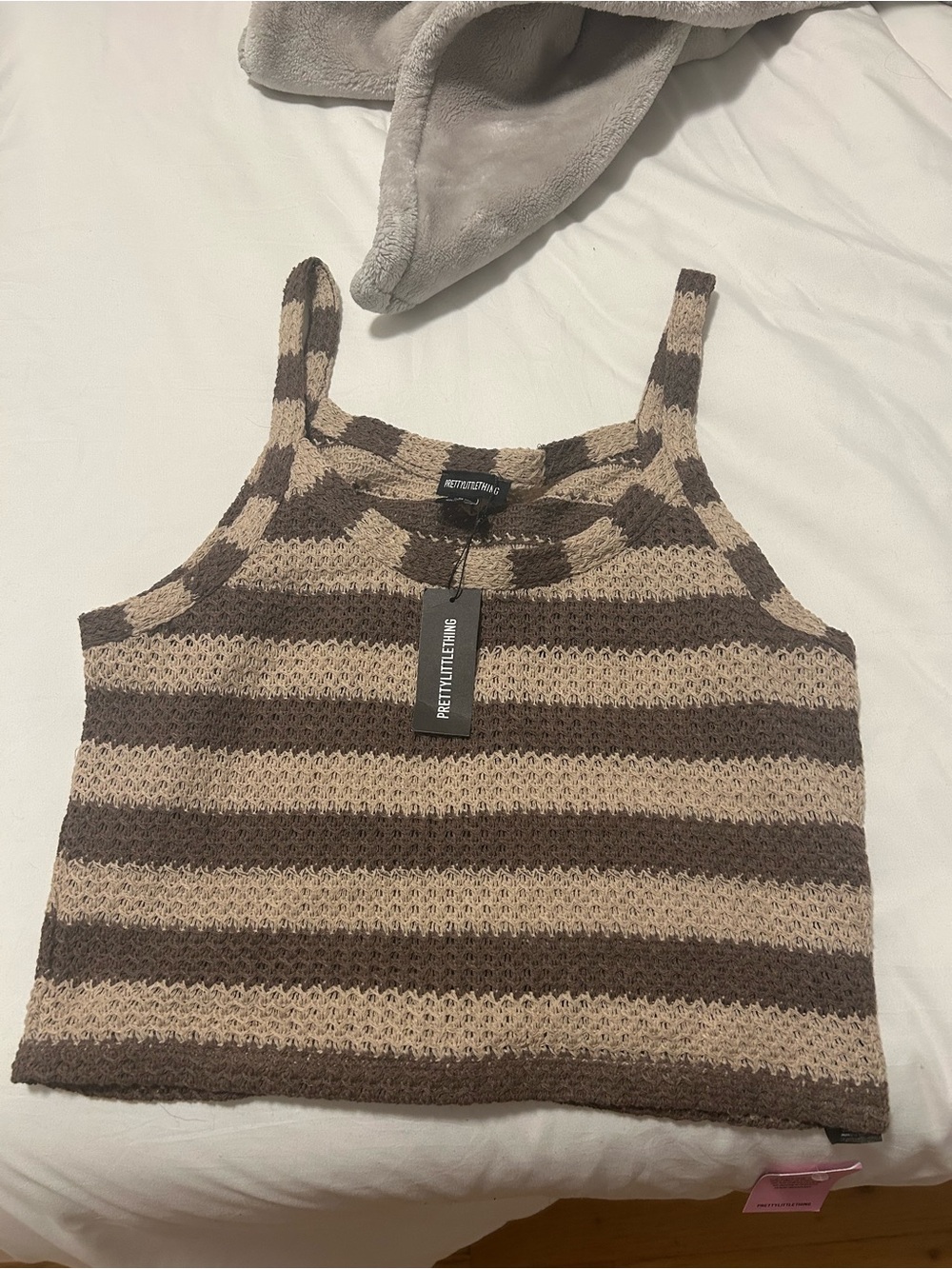 Pretty Little Thing- Striped Cropped Knit Tank Top